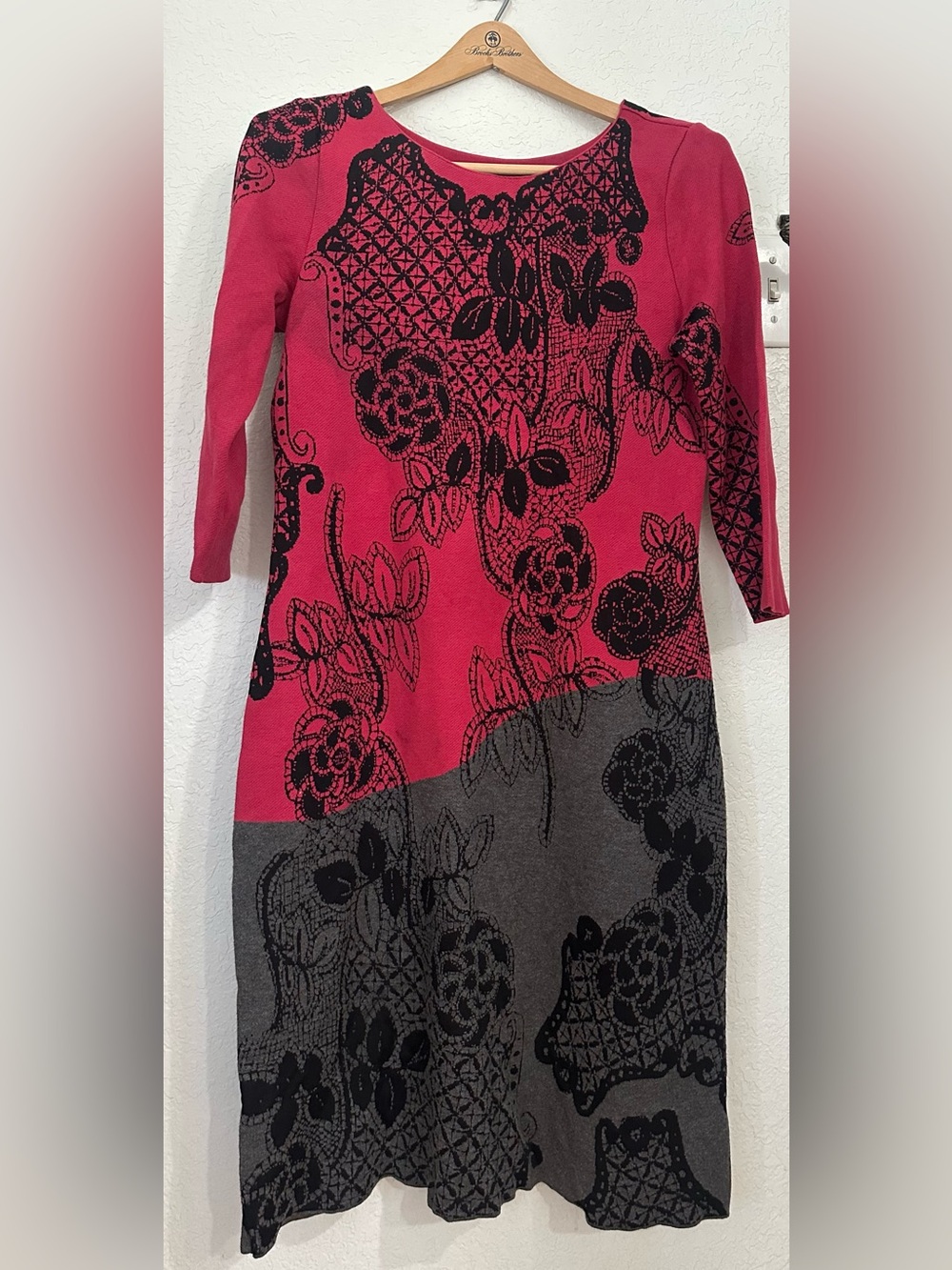 Nic + Zeo Pink, Bkavk and Gray Floral Knit Dress - Women's